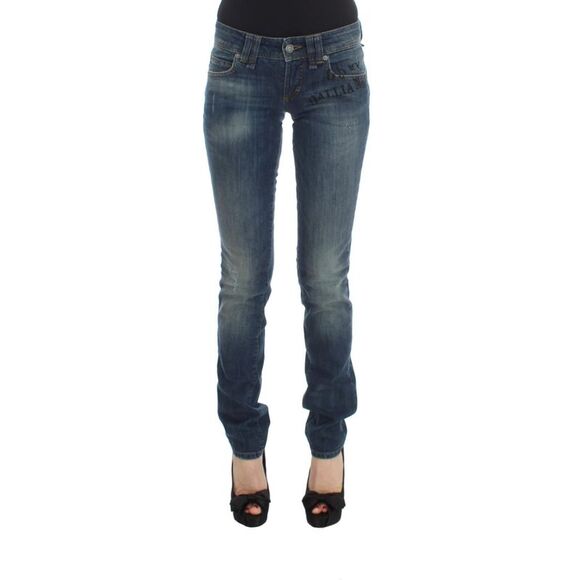 John Galliano Blue Wash Cotton Boyfriend Fit Cropped Jeans